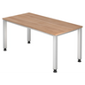 Bureau réglable en hauteur QUEO 16 S aspect noyer avec pieds blancs de hjh OFFICE PRO