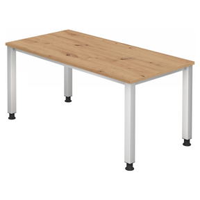 Bureau QUEO 16 S en chêne noueux avec pieds blancs réglables en hauteur de hjh OFFICE PRO