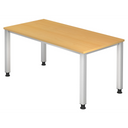 Bureau réglable en hauteur QUEO 16 S en hêtre avec quatre pieds blancs de hjh OFFICE PRO