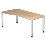 Bureau réglable en hauteur QUEO 18 S aspect chêne avec quatre pieds argentés de hjh OFFICE PRO