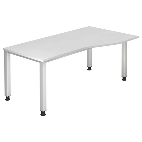 Bureau blanc QUEO 18 S avec pieds réglables en hauteur et un grand plan de travail de hjh OFFICE PRO