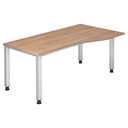 Bureau QUEO 18 S aspect noyer avec pieds argentés de hjh OFFICE PRO