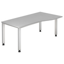 Bureau réglable en hauteur QUEO 18 S en gris avec un plateau incurvé de hjh OFFICE PRO