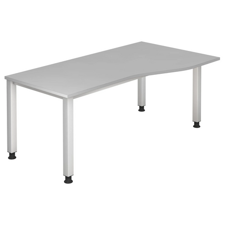 Bureau réglable en hauteur QUEO 18 S en gris avec un plateau incurvé de hjh OFFICE PRO