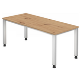Bureau QUEO 19 S en chêne noueux avec pieds blancs réglables en hauteur de hjh OFFICE PRO