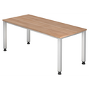 Bureau réglable en hauteur QUEO 19 S avec plateau en bois de noyer et pieds blancs de hjh OFFICE PRO
