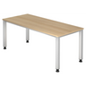 Bureau QUEO 19 S aspect chêne avec structure métallique blanche et pieds noirs de hjh OFFICE PRO