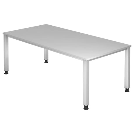 Bureau gris QUEO 2E S avec plateau rectangulaire et quatre pieds de hjh OFFICE PRO