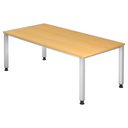 Bureau réglable en hauteur QUEO 2E S en hêtre avec structure argentée de hjh OFFICE PRO