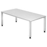 Bureau blanc QUEO 2E S avec plateau rectangulaire et quatre pieds de hjh OFFICE PRO