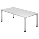 Bureau blanc QUEO 2E S avec plateau rectangulaire et quatre pieds de hjh OFFICE PRO