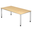 Bureau réglable en hauteur QUEO 2E S aspect érable avec pieds argentés de hjh OFFICE PRO