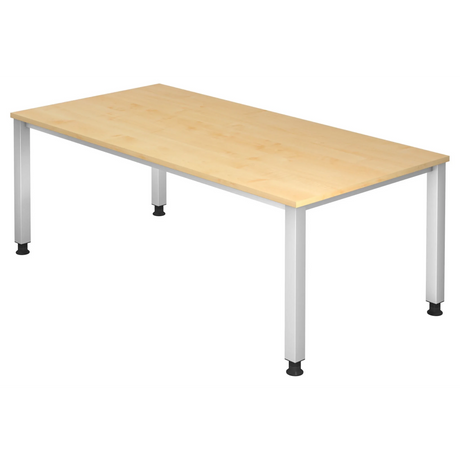 Bureau réglable en hauteur QUEO 2E S aspect érable avec pieds argentés de hjh OFFICE PRO