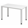 Bureau réglable en hauteur QUEO 612 S en blanc et argent avec quatre pieds de hjh OFFICE PRO