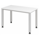 Bureau réglable en hauteur QUEO 612 S en blanc et argent avec quatre pieds de hjh OFFICE PRO
