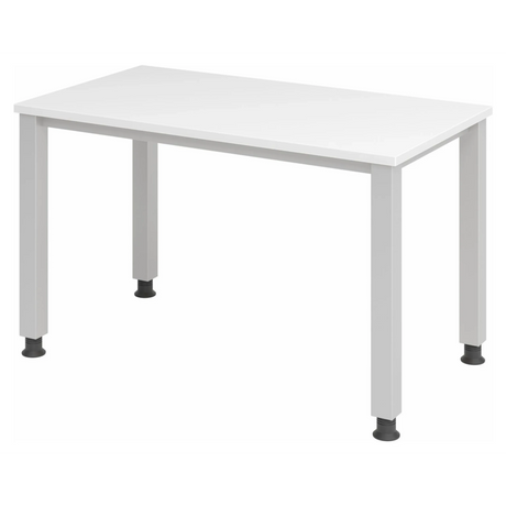 Bureau réglable en hauteur QUEO 612 S en blanc et argent avec quatre pieds de hjh OFFICE PRO