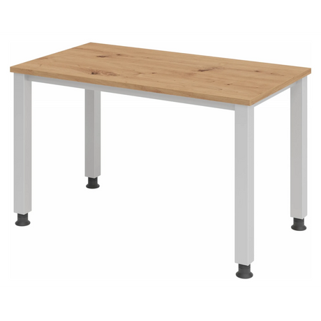 Bureau réglable en hauteur QUEO 612 S en chêne rustique avec structure argentée de hjh OFFICE PRO