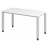 Bureau réglable en hauteur QUEO 614 S en blanc et argent avec quatre pieds carrés de hjh OFFICE PRO