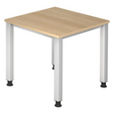 Bureau réglable en hauteur QUEO 8 S avec plateau couleur chêne et pieds argentés de hjh OFFICE PRO
