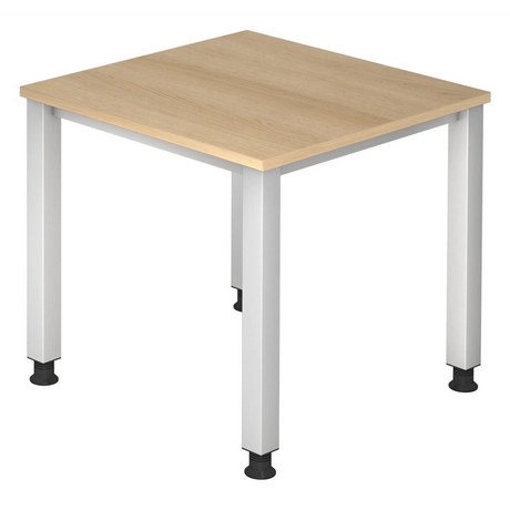 Bureau réglable en hauteur QUEO 8 S avec plateau couleur chêne et pieds argentés de hjh OFFICE PRO