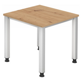 Bureau réglable en hauteur QUEO 8 S en chêne rustique avec quatre pieds blancs de hjh OFFICE PRO