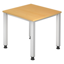 Bureau réglable en hauteur QUEO 8 S avec plateau couleur hêtre et pieds argentés de hjh OFFICE PRO