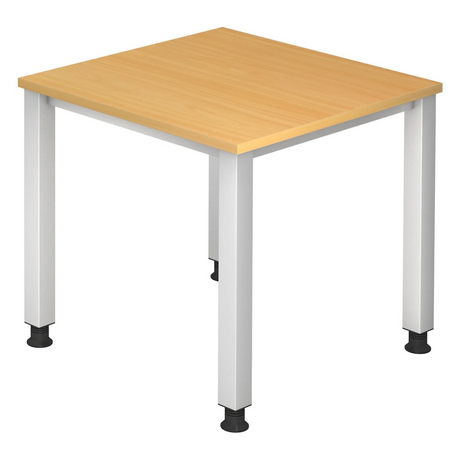 Bureau réglable en hauteur QUEO 8 S avec plateau couleur hêtre et pieds argentés de hjh OFFICE PRO