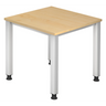 Bureau réglable en hauteur QUEO 8 S en érable avec quatre pieds carrés argentés de hjh OFFICE PRO