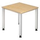 Bureau réglable en hauteur QUEO 8 S en érable avec quatre pieds carrés argentés de hjh OFFICE PRO