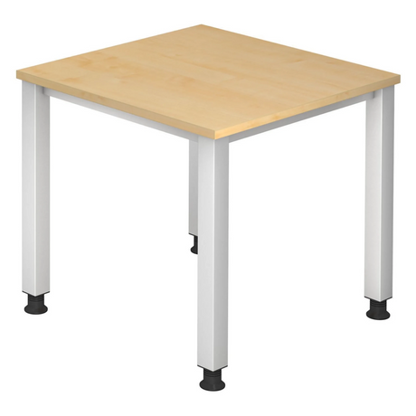 Bureau réglable en hauteur QUEO 8 S en érable avec quatre pieds carrés argentés de hjh OFFICE PRO