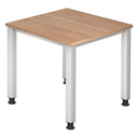 Bureau réglable en hauteur QUEO 8 S aspect noyer avec pieds blancs de hjh OFFICE PRO
