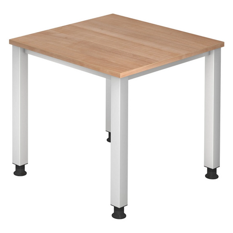 Bureau réglable en hauteur QUEO 8 S aspect noyer avec pieds blancs de hjh OFFICE PRO