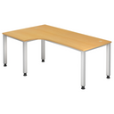 Bureau en L QUEO 82 S en hêtre avec pieds blancs et passe-câbles de hjh OFFICE PRO