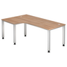 Bureau en L QUEO 82 S aspect noyer avec pieds blancs de hjh OFFICE PRO