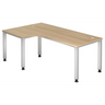 Bureau en L QUEO 82 S aspect chêne avec pieds blancs de hjh OFFICE PRO