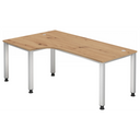 Bureau réglable en hauteur QUEO 82 S en chêne noueux avec pieds blancs de hjh OFFICE PRO
