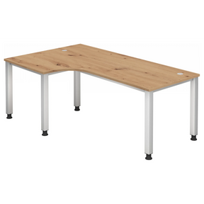 Bureau réglable en hauteur QUEO 82 S en chêne noueux avec pieds blancs de hjh OFFICE PRO