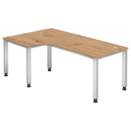 Bureau réglable en hauteur QUEO 82 S en chêne noueux avec pieds blancs de hjh OFFICE PRO