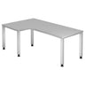 Bureau gris en L QUEO 82 S avec pieds réglables en hauteur de hjh OFFICE PRO
