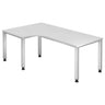 Bureau blanc en L QUEO 82 S avec deux passe-câbles et quatre pieds de hjh OFFICE PRO