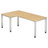 Bureau en L QUEO 82 S effet érable avec pieds blancs de hjh OFFICE PRO