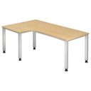Bureau en L QUEO 82 S effet érable avec pieds blancs de hjh OFFICE PRO