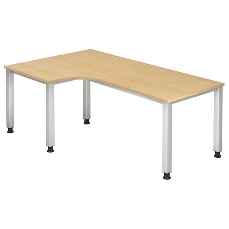 Bureau en L QUEO 82 S effet érable avec pieds blancs de hjh OFFICE PRO