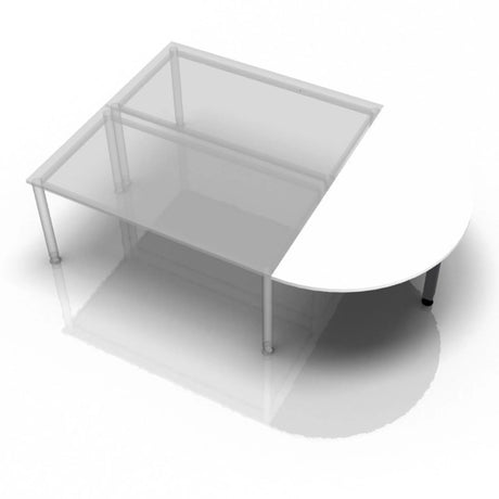 Table d'appoint blanche RA60 G / RA80 G / RA160 G avec coin arrondi et pieds en métal de hjh OFFICE PRO
