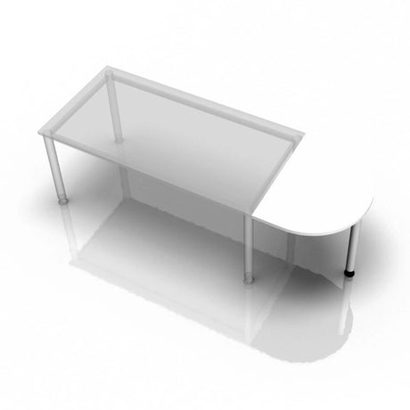 Table d'appoint blanche RA60 / RA80 / RA160 avec plateau semi-circulaire et quatre pieds en métal de hjh OFFICE PRO