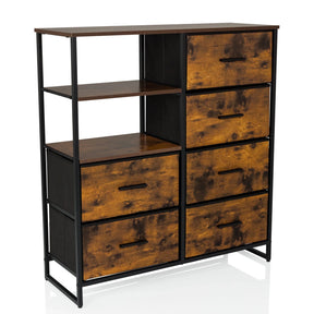 Commode RAGALA en chêne fumé avec cadre en métal noir et cinq tiroirs de hjh LIVING