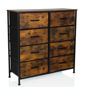 Commode RAGALA LIGHT en chêne fumé avec huit tiroirs et une structure en métal noir de hjh LIVING