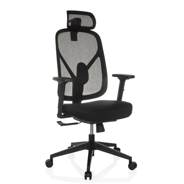 Siège de bureau de qualité professionnelle RALOO ECO noir avec dossier en maille, appuie-tête et accoudoirs de hjh OFFICE