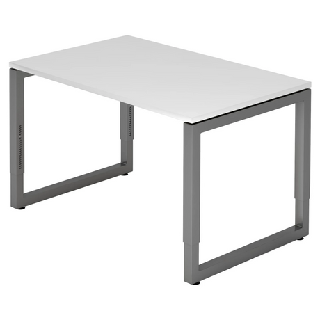 Bureau réglable en hauteur REGO 12 G avec plateau blanc et piétement graphite de hjh OFFICE PRO