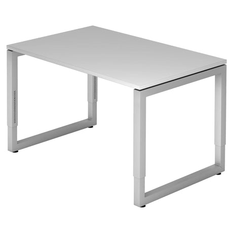 Bureau réglable en hauteur REGO 12 S en gris et argent avec piètement en U de hjh OFFICE PRO